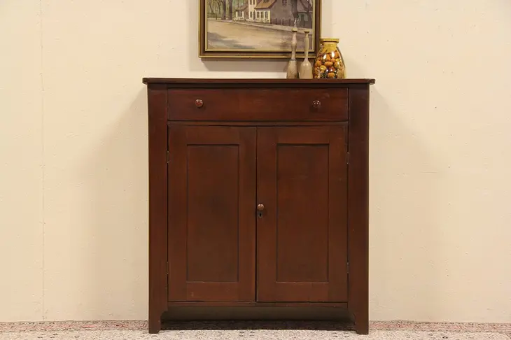 Country 1860 Antique Walnut Jelly or Pantry Cupboard