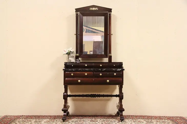 Empire 1825 Marble Top Dressing Stand & Mirror