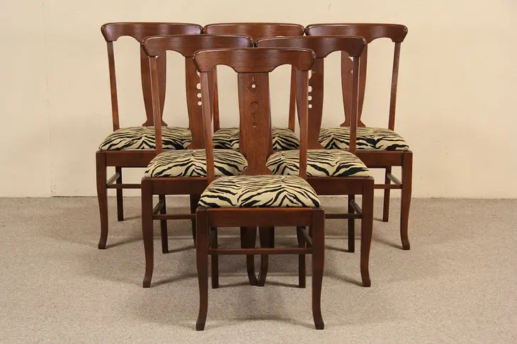 Set of 6 Arts & Crafts Mission Oak Antique 1905 Dining Chairs
