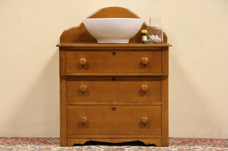 Butternut 1850 Antique Small Chest or Vessel Sink Vanity