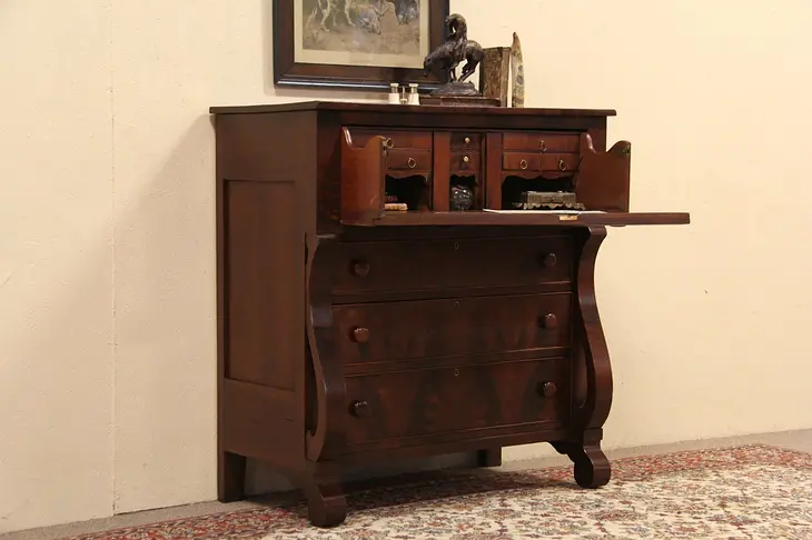 Empire Mahogany 1835 Antique Butler Pull Out Desk & Chest