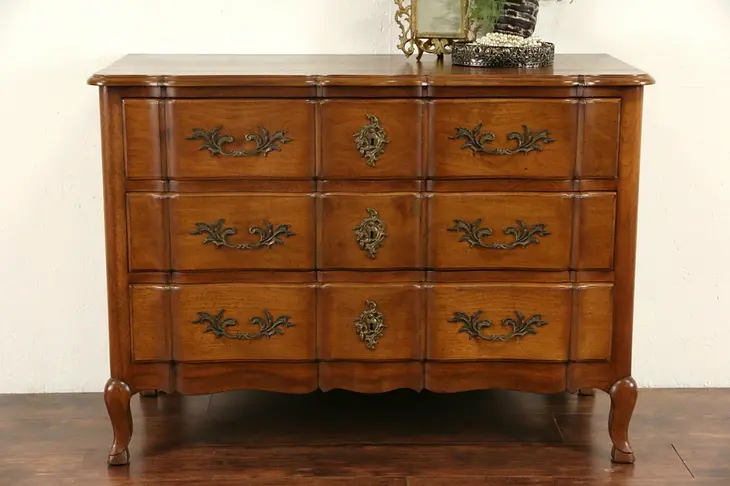 Country French 1940's Vintage Walnut Chest or Dresser