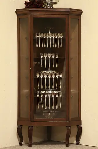 Mahogany Corner Cabinet, Silver Spoon Collection Holder