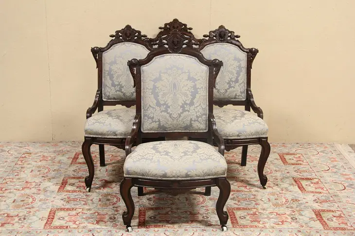 Set of 4 Victorian Renaissance 1875 Game, Dining or Side Chairs