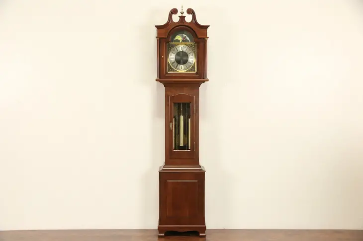 Daneker Signed Vintage Cherry Grandmother Long Case Clock