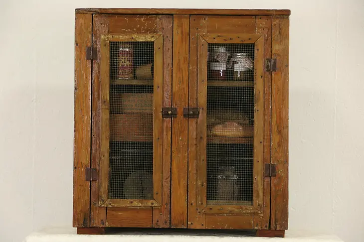 Rustic Country Pine 1900 Antique Pantry Pie Safe