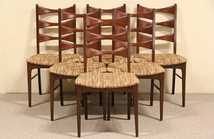Set of 6 Midcentury Danish Modern Vintage 1960 Dining Chairs
