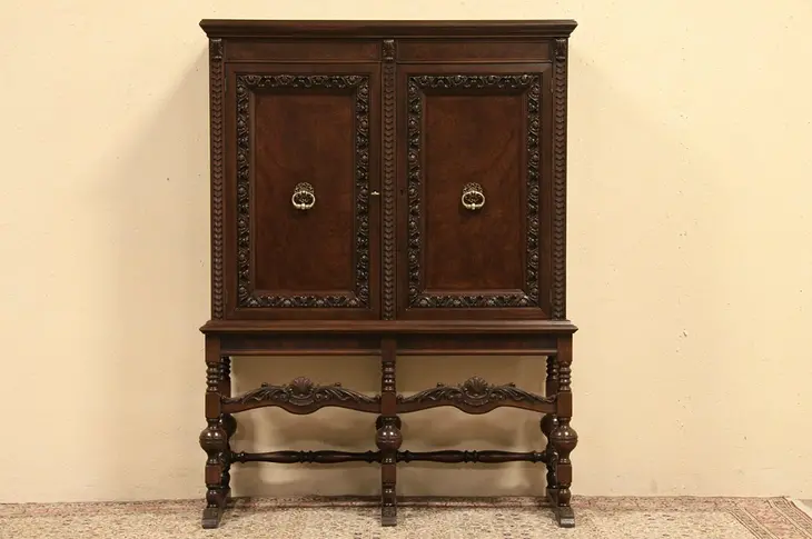 Renaissance Carved 1925 China Cabinet