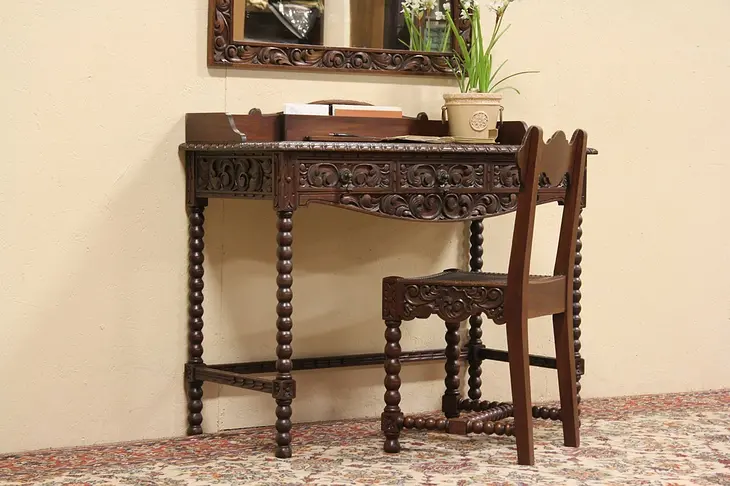 Spanish Colonial Dressing Table or Desk & Chair