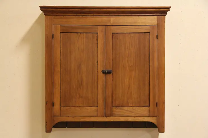 Country Walnut Antique 1860 Hanging or Countertop Cupboard