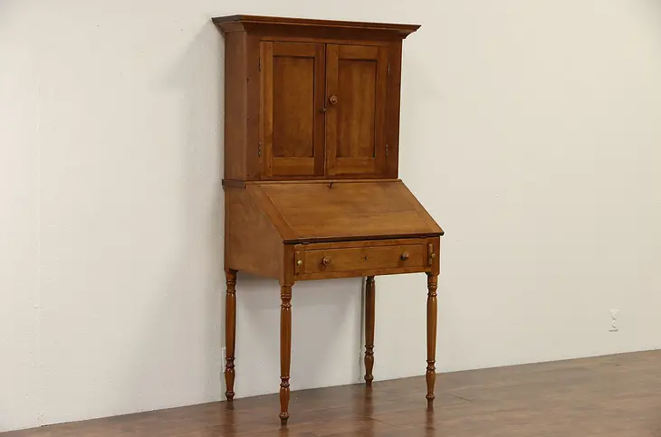 Pennsylvania 1840's Antique Cherry Primitive Secretary Desk