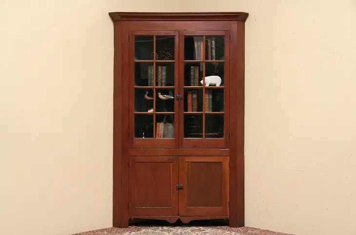Pennsylvania Cherry 1840 Antique Corner Cabinet or Cupboard