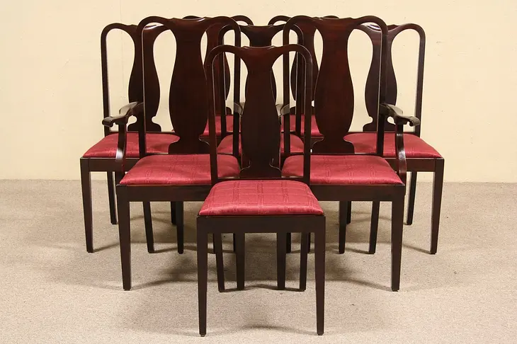 Set of 8 American Empire 1910 Antique Mahogany Dining Chairs