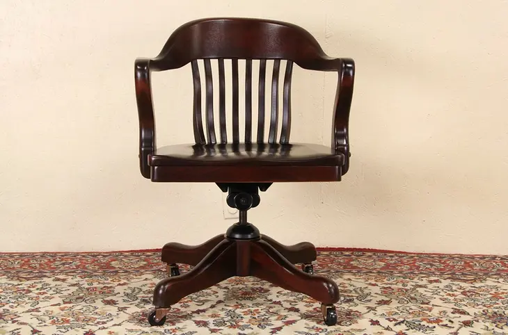 Swivel Adjustable 1930's Vintage Birch Desk Chair