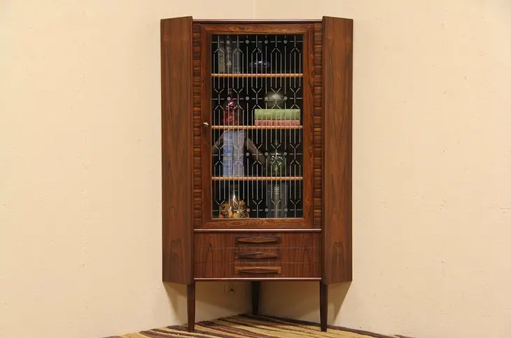 Midcentury Danish Modern Rosewood Corner Cabinet, 1960 Vintage