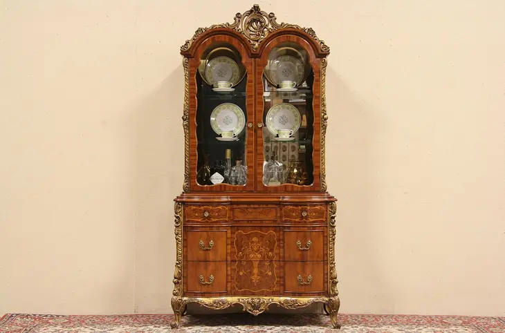 Carved 1940's Vintage China or Curio Cabinet