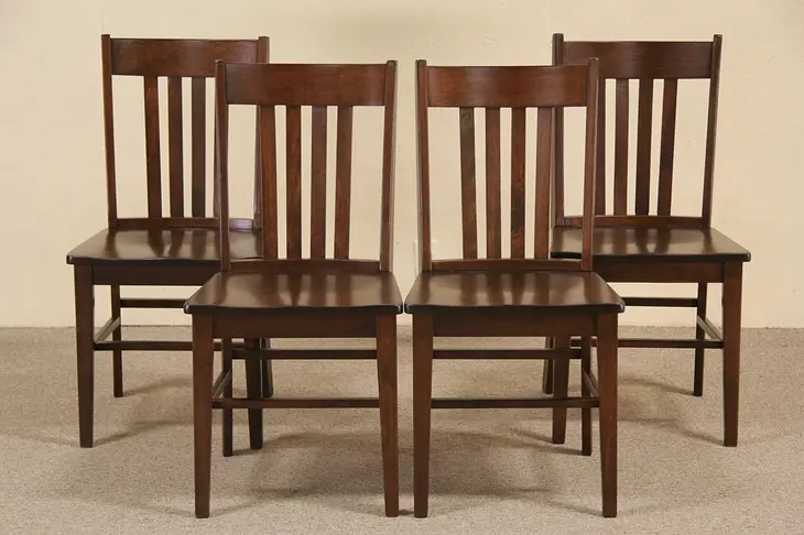 Set of 4 Antique 1910 Arts and Crafts Birch Side or Dining Chairs