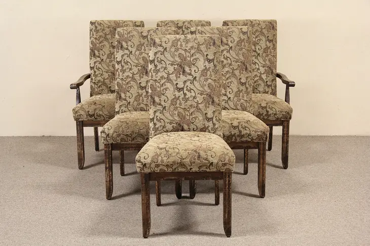 Set of 6 Canadel of Quebec Upholstered Vintage Parson's Dining Chairs