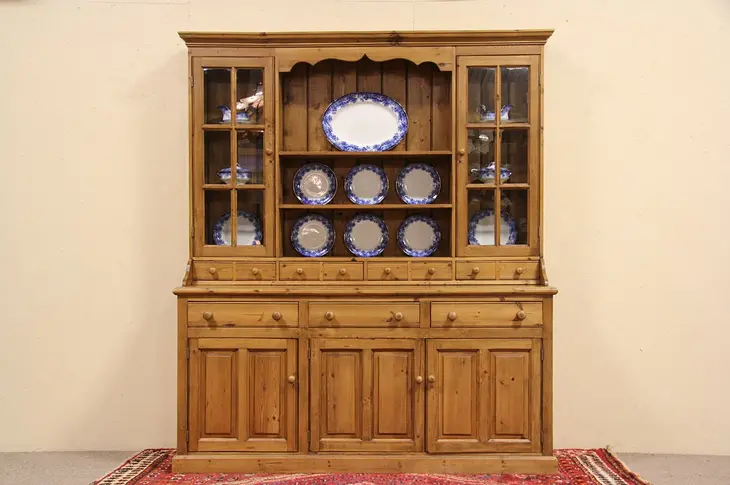 Country Pine Pewter Cupboard or China Cabinet
