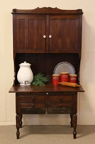 Country Victorian Baker's Table & Cupboard
