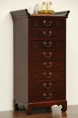 Chinese 8 Vintage Drawer Collector or Music Cabinet, Nightstand