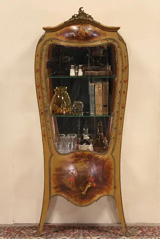 Vernis Martin Bombe 1900 French Vitrine or Curio Display Cabinet