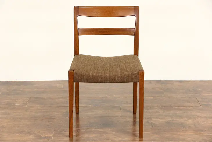 Teak Midcentury Danish Modern 1960's Desk or Side Chair, New Upholstery
