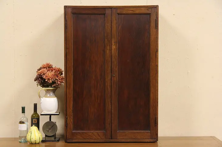 Oak 1910 Wall or Counter Top Pantry Cupboard, or Bathroom Cabinet