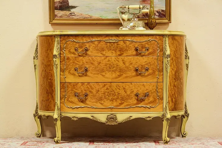 Demilune Hall Console or Linen Chest