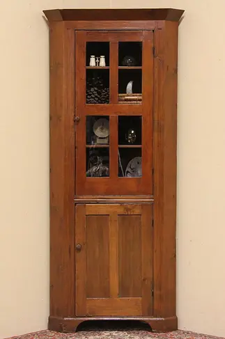 Country Pine 1840 Antique Corner Cabinet