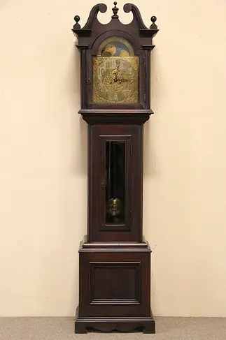 Grandfather Tall or Long Case 1910 Antique Clock, Tube Chime