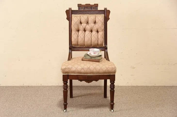 Victorian Eastlake 1890 Antique Walnut Side Chair