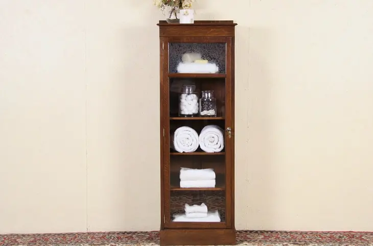 Oak 1900 Antique Doctor Medical or Bathroom Cabinet