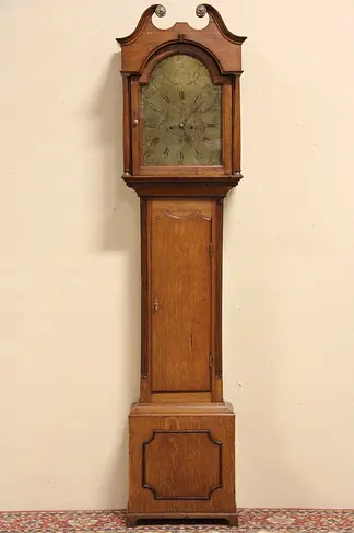 Cooper of Hamilton, Scotland Antique 1810 Oak Tall Case Grandfather Clock