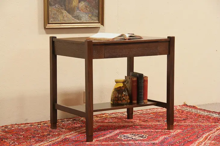 Cadillac Desk Arts & Crafts Mission Oak, Pull Out Writing Desk & Inkwell