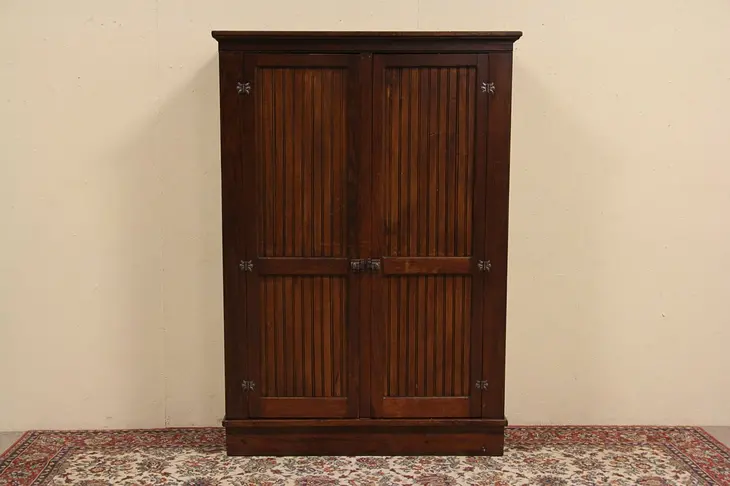 Country Pine Wainscoting Wardrobe, Armoire or Pantry Cupboard