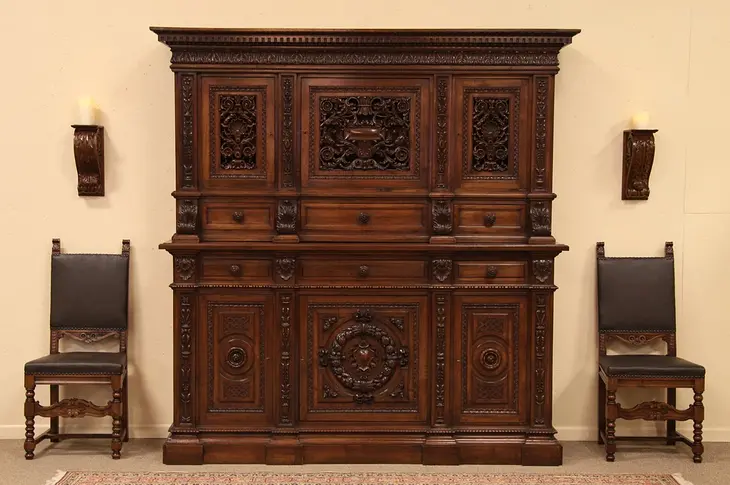 Italian Renaissance Antique 1915 Carved Cabinet