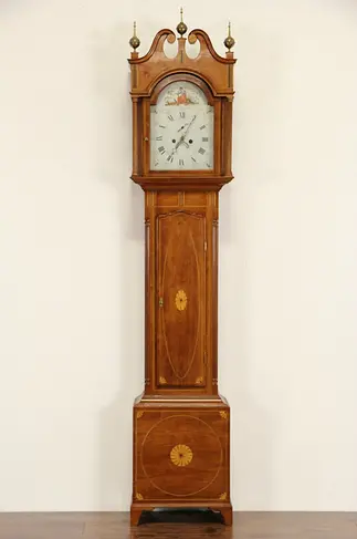 Georgian English 1790 Antique Cherry Long Case Grandfather Clock