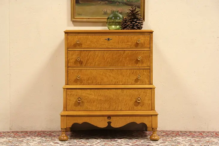 Curly Tiger Maple 1920's Chest or Dresser