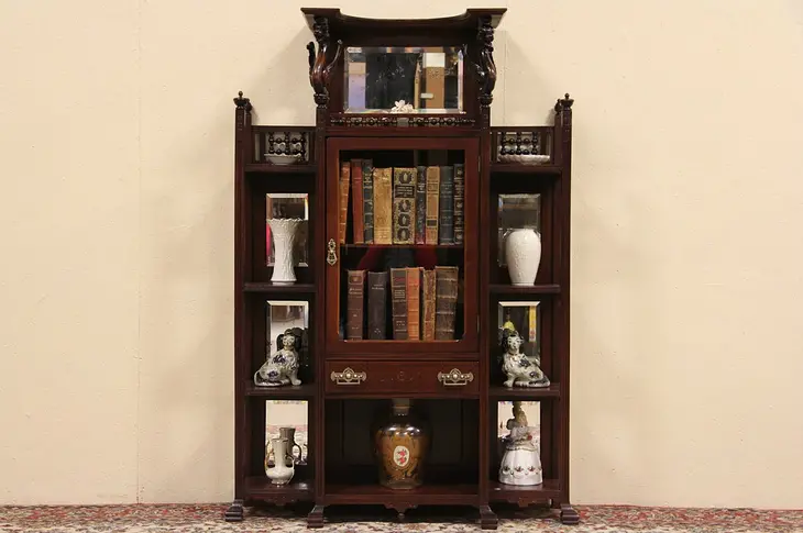 Etagere or 1895 Curio Display Cabinet, Carved Dragons