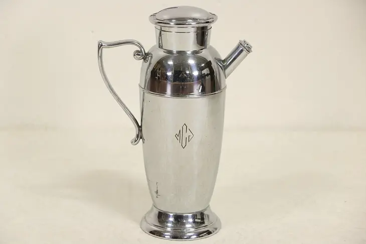Art Deco 1940's Vintage Cocktail Shaker with Drink Recipes