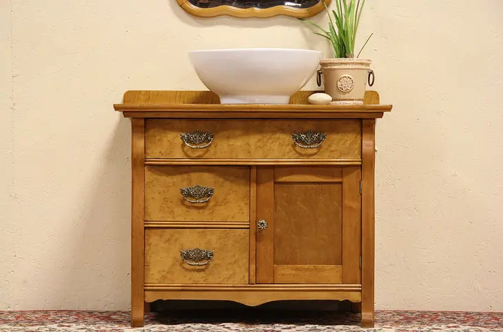 Birdseye Curly Maple Chest, Bedside Table or Sink Vanity