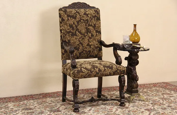 Renaissance Carved 1920's Antique Walnut Chair