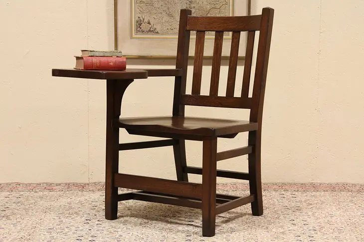 Arts & Crafts Mission Oak Student Chair with Desk