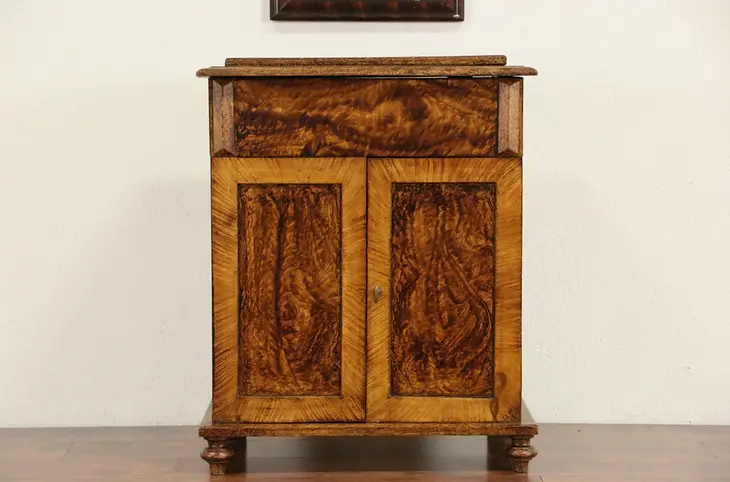 Grain Painted Pine 1880 Antique Commode or Bonnet Box Cabinet