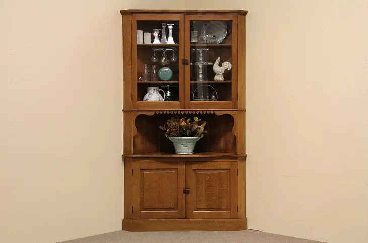 Victorian Oak Corner Cabinet, circa 1890