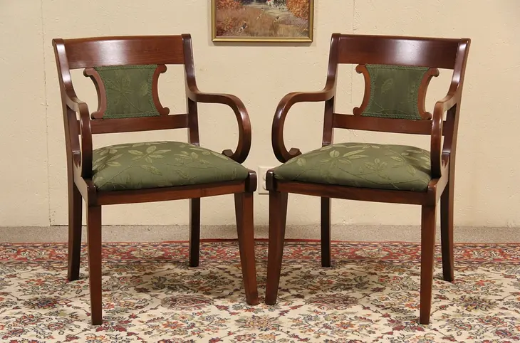 Pair of 1920's Antique Mahogany Armchairs