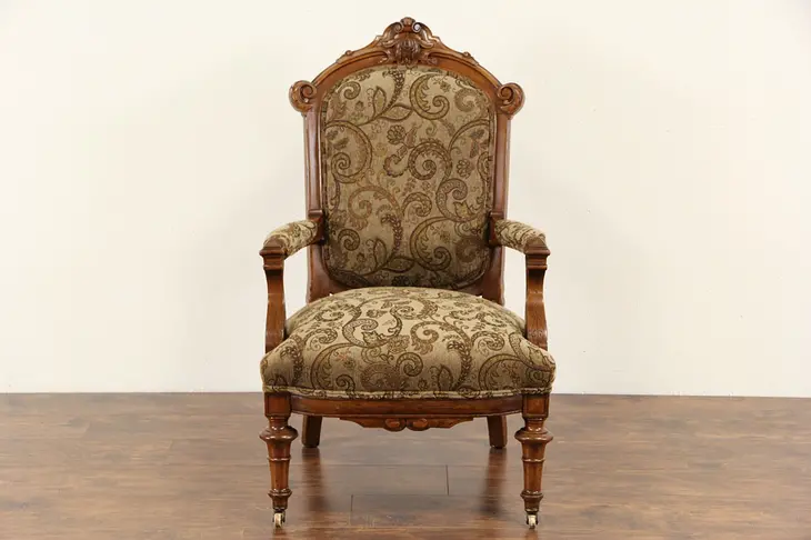 Victorian Renaissance 1870's Antique Carved Walnut Chair