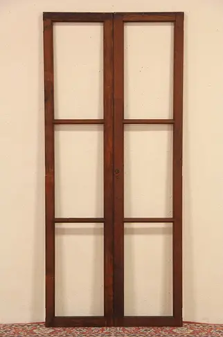 Architectural Salvage Pair of 1900 Antique Oak Library or Pantry Doors