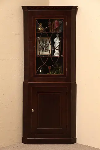 Federal Mahogany Antique 1815 Corner Cabinet